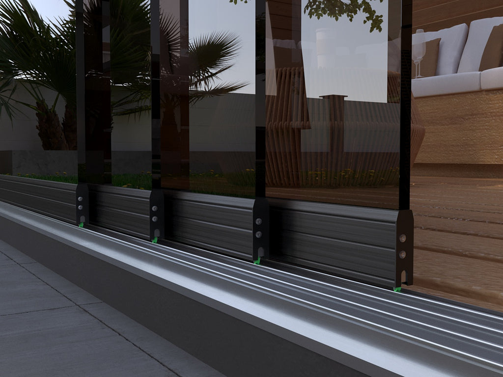 4-Schienen Glasschiebewand Bausatz 4Meter – getöntes Glas 10mm ESG Komplettset