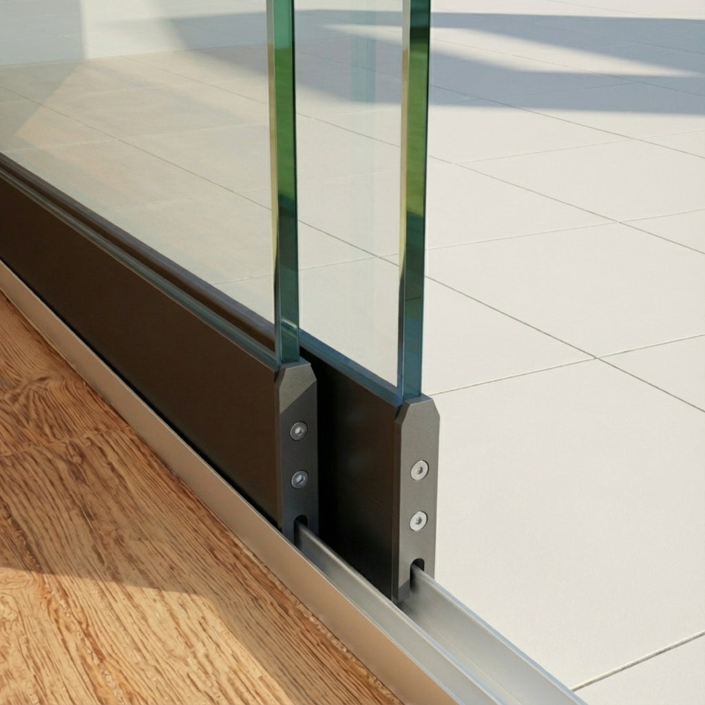 2-Schienen Glasschiebewand Bausatz 2Meter – Klarglas 10mm ESG Komplettset
