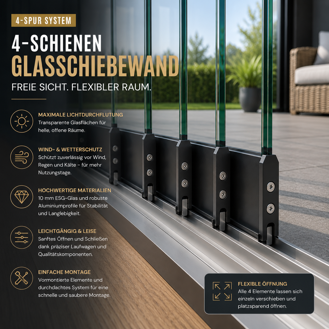 Glasschiebewand Klar