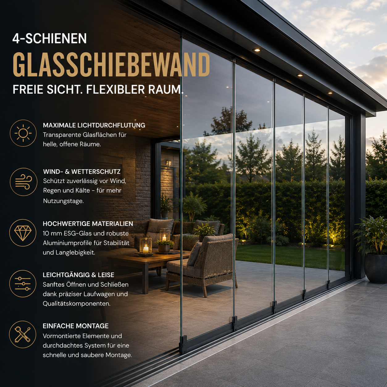 Glasschiebewand Klar